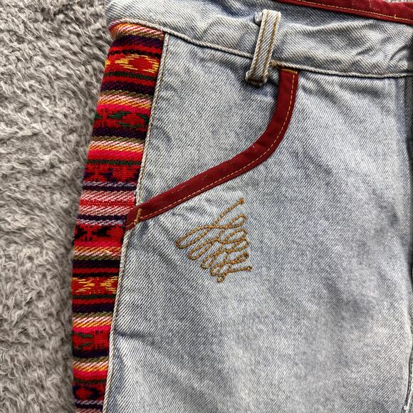 JOUJOU Denim Skirt Women's Small? Embroidered Native American Accents Distressed - Picture 9 of 9